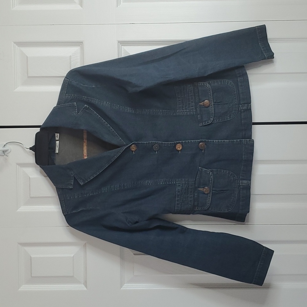 Cato Denim Jacket Pockets  Cinch Waist Style Pleated Boho